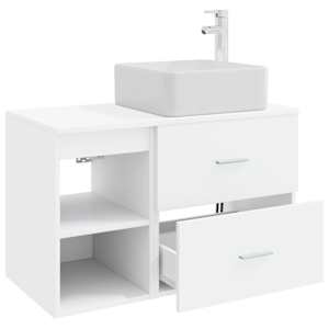 Sada koupelnového nábytku 2 pcs Bílá Kompozitní dřevo - obrázek 4