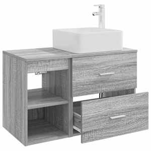 Sada koupelnového nábytku 2 pcs Šedý Sonoma Kompozitní dřevo - obrázek 4