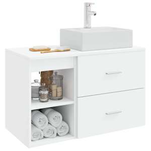 Sada koupelnového nábytku 2 pcs Bílá Kompozitní dřevo - obrázek 3