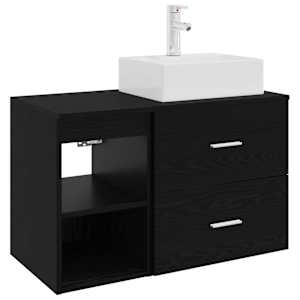 Sada koupelnového nábytku 2 pcs Černý dub Kompozitní dřevo - obrázek 2