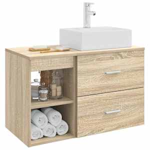 Sada koupelnového nábytku 2 pcs Dub sonoma Kompozitní dřevo - obrázek 3
