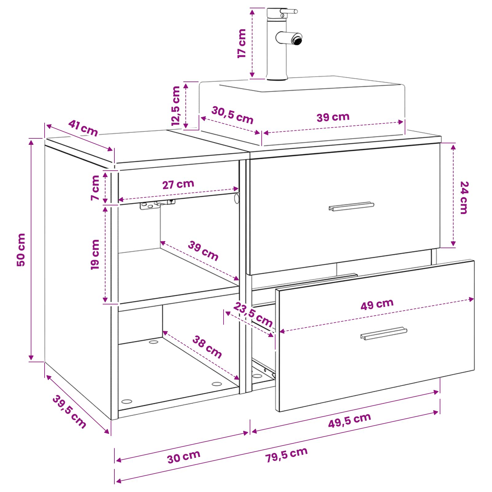 vidaXL Badezimmerschrank-Set 2 stk. Geräucherte Eiche – Bild 10