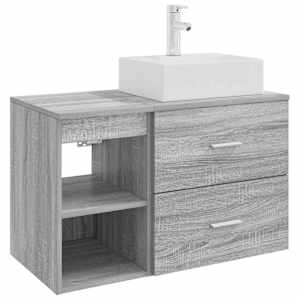Sada koupelnového nábytku 2 pcs Šedý Sonoma Kompozitní dřevo - obrázek 2
