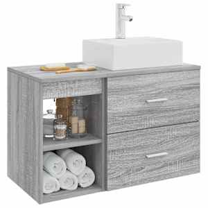 Sada koupelnového nábytku 2 pcs Šedý Sonoma Kompozitní dřevo - obrázek 3