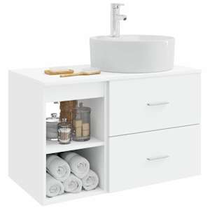 Sada koupelnového nábytku 2 pcs Bílá Kompozitní dřevo - obrázek 3