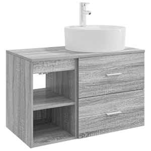 Sada koupelnového nábytku 2 pcs Šedý Sonoma Kompozitní dřevo - obrázek 2