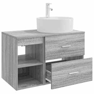 Sada koupelnového nábytku 2 pcs Šedý Sonoma Kompozitní dřevo - obrázek 4