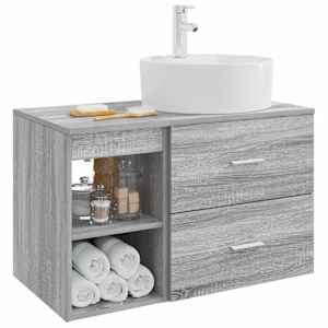 Sada koupelnového nábytku 2 pcs Šedý Sonoma Kompozitní dřevo - obrázek 3