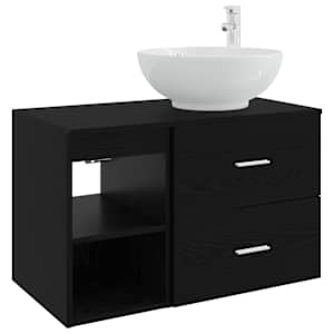 Sada koupelnového nábytku 2 pcs Černý dub Kompozitní dřevo - obrázek 2