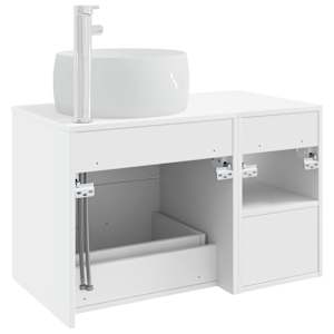 Sada koupelnového nábytku 2 pcs Bílá Kompozitní dřevo - obrázek 6