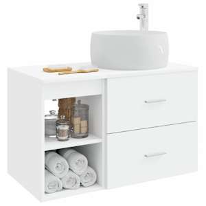 Sada koupelnového nábytku 2 pcs Bílá Kompozitní dřevo - obrázek 3
