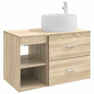Sada koupelnového nábytku 2 pcs Dub sonoma Kompozitní dřevo - obrázek 2
