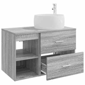 Sada koupelnového nábytku 2 pcs Šedý Sonoma Kompozitní dřevo - obrázek 4