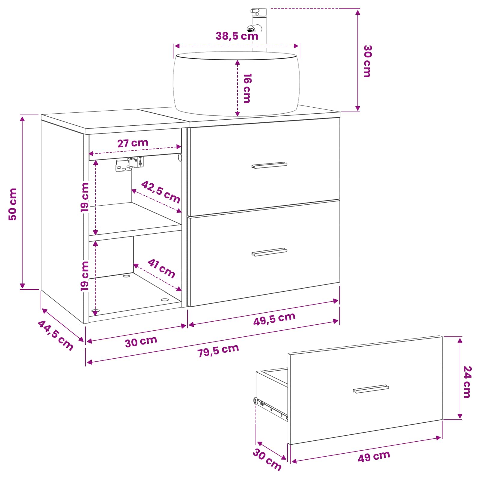 vidaXL Wandmontiertes Badezimmermöbel-Set 2 stk. Grau Sonoma – Bild 11