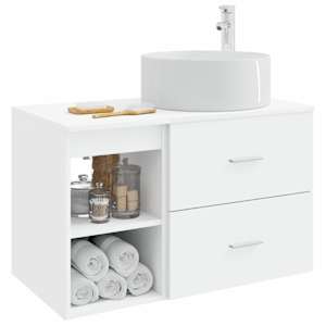 Sada koupelnového nábytku 2 pcs Bílá Kompozitní dřevo - obrázek 3