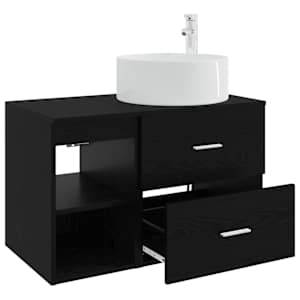 Sada koupelnového nábytku 2 pcs Černý dub Kompozitní dřevo - obrázek 4