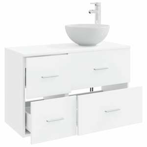 Sada koupelnového nábytku 2 pcs Bílá Kompozitní dřevo - obrázek 3