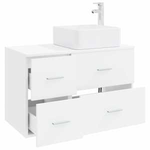 Sada koupelnového nábytku 2 pcs Bílá Kompozitní dřevo - obrázek 3