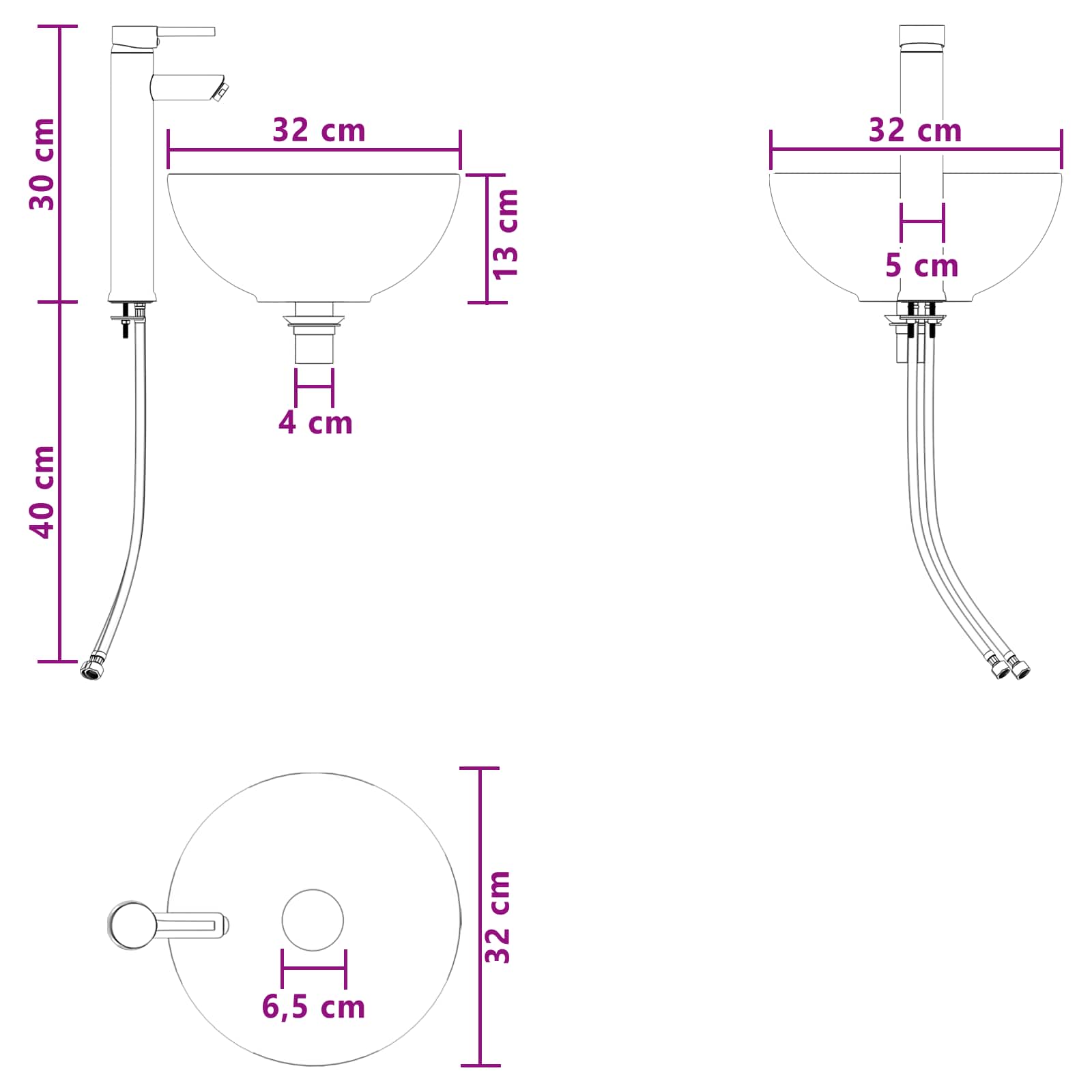 Bathroom Furniture Set size guide
