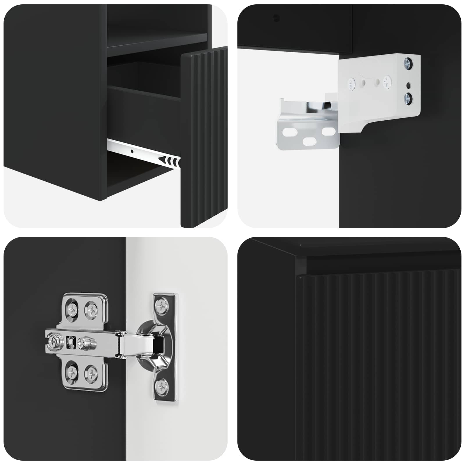 vidaXL Badezimmerschrank-Set 2 stk. Schwarz 79,5 x 35 x 80 cm – Bild 7
