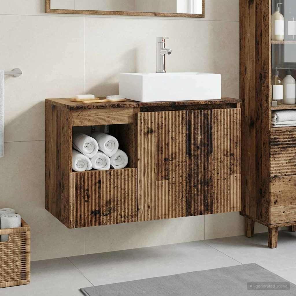 Badkamermeubelset 2 st Oud hout Bewerkt hout
