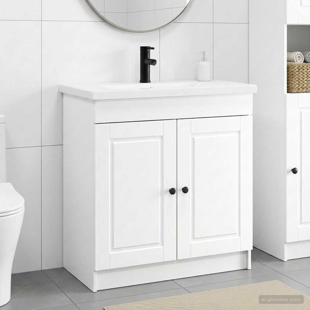 vidaXL Badrumsmöbelset Vit 56 x 37,5 x 81 cm Konstruerat trä