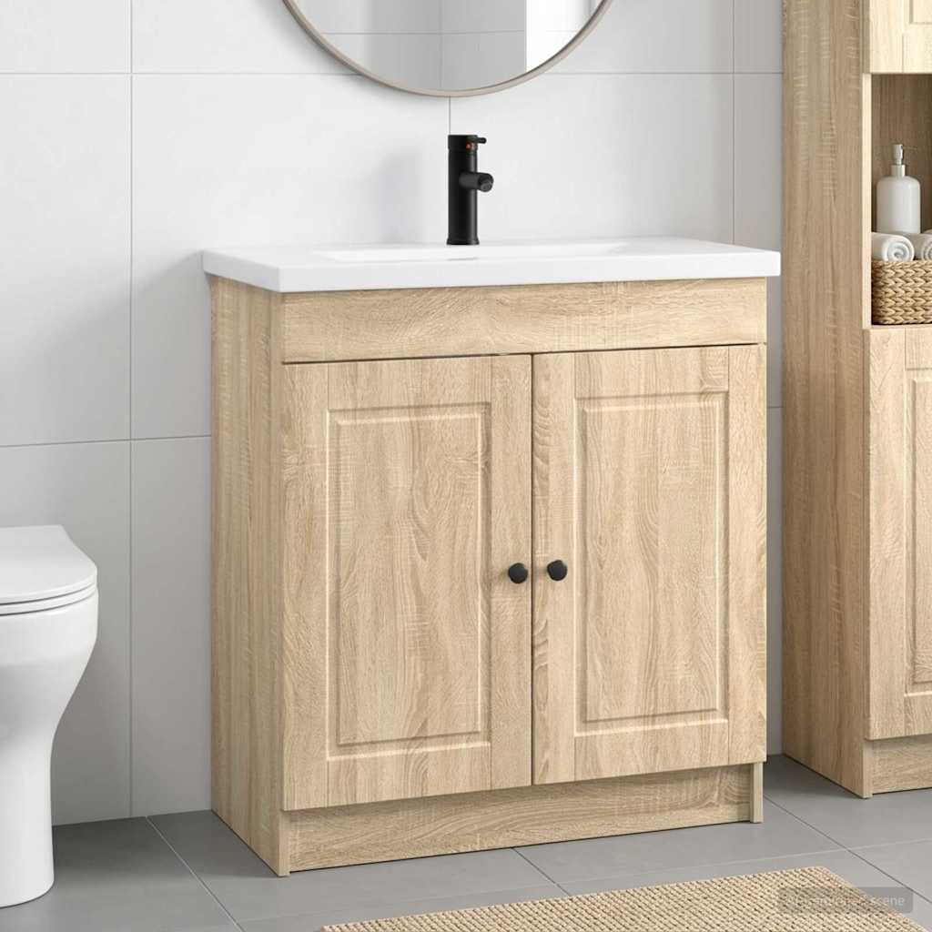 vidaXL Badrumsmöbelset Sonoma-ek 56 x 37,5 x 81 cm Konstruerat trä