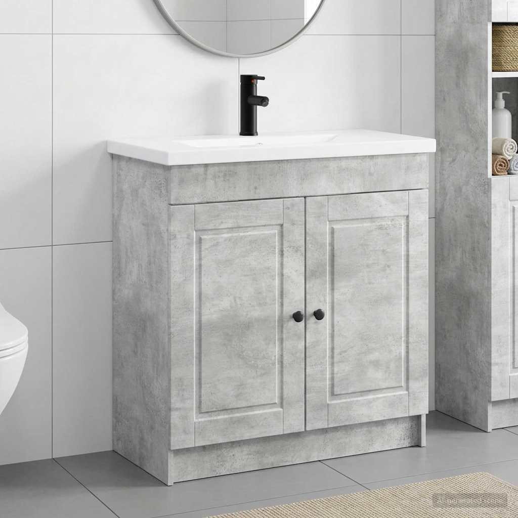 vidaXL Badrumsmöbelset Betonggrå 56 x 37,5 x 81 cm Konstruerat trä