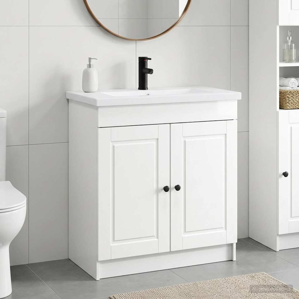 vidaXL Badrumsmöbelset Vit högglans 56 x 37,5 x 81 cm Konstruerat trä