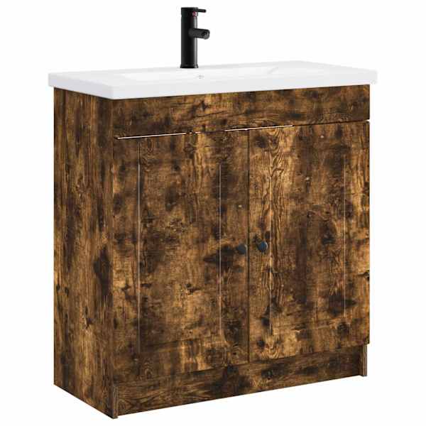 vidaXL Vannitoa m&ouml;&ouml;bleset Suitsutatud tamm 56 x 37,5 x 81 cm Tehispuit