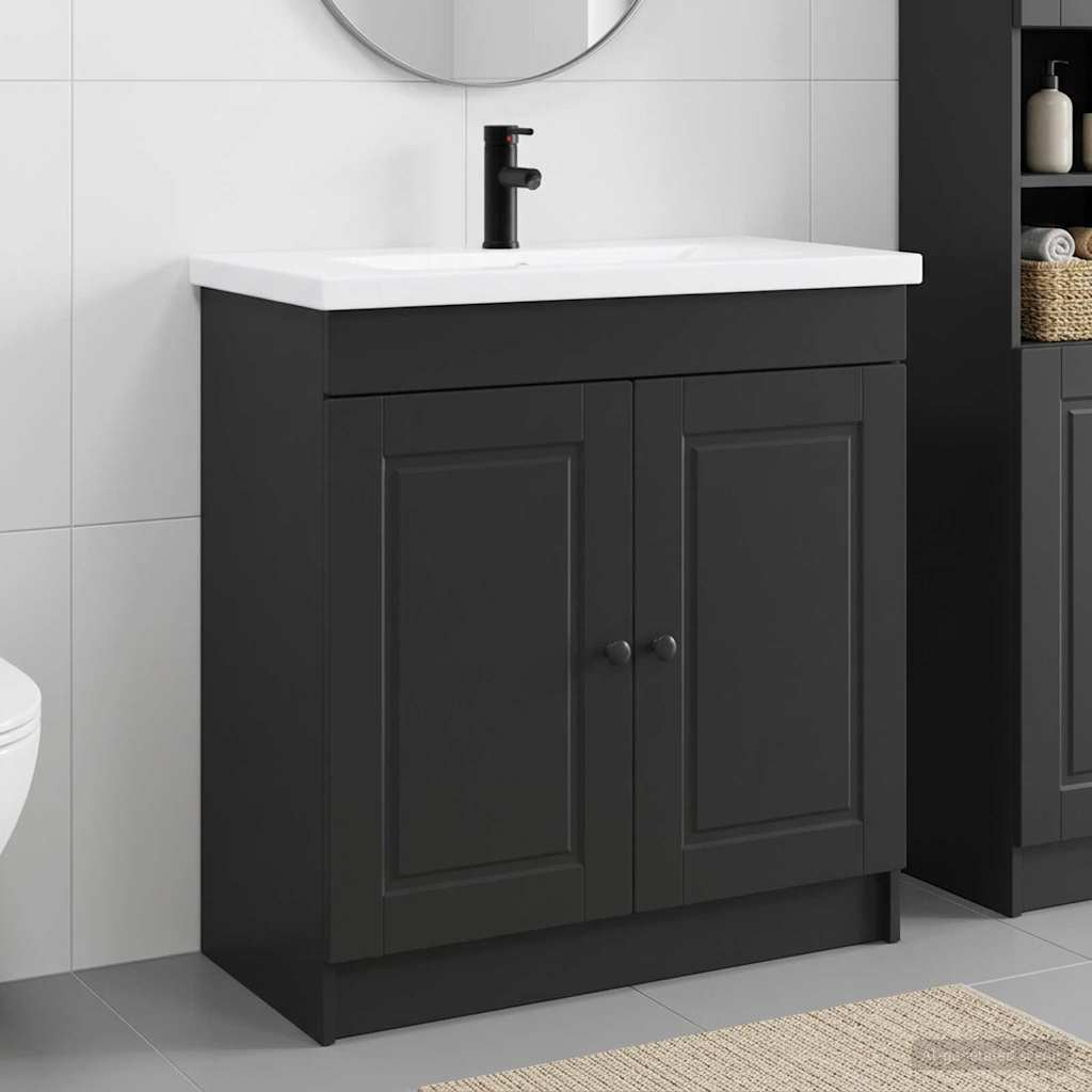 vidaXL Badrumsmöbelset Svart 78,5 x 37,5 x 81 cm Konstruerat trä