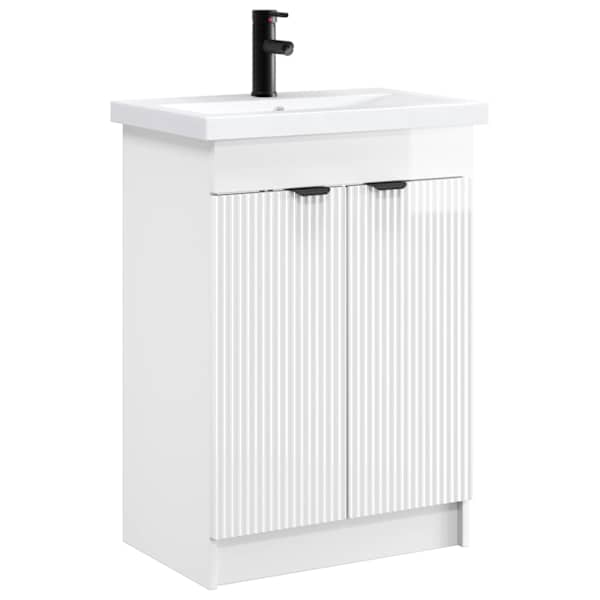 vidaXL Vannitoa m&ouml;&ouml;bleset K&otilde;rgl&auml;ikega valge 56 x 37,5 x 81 cm