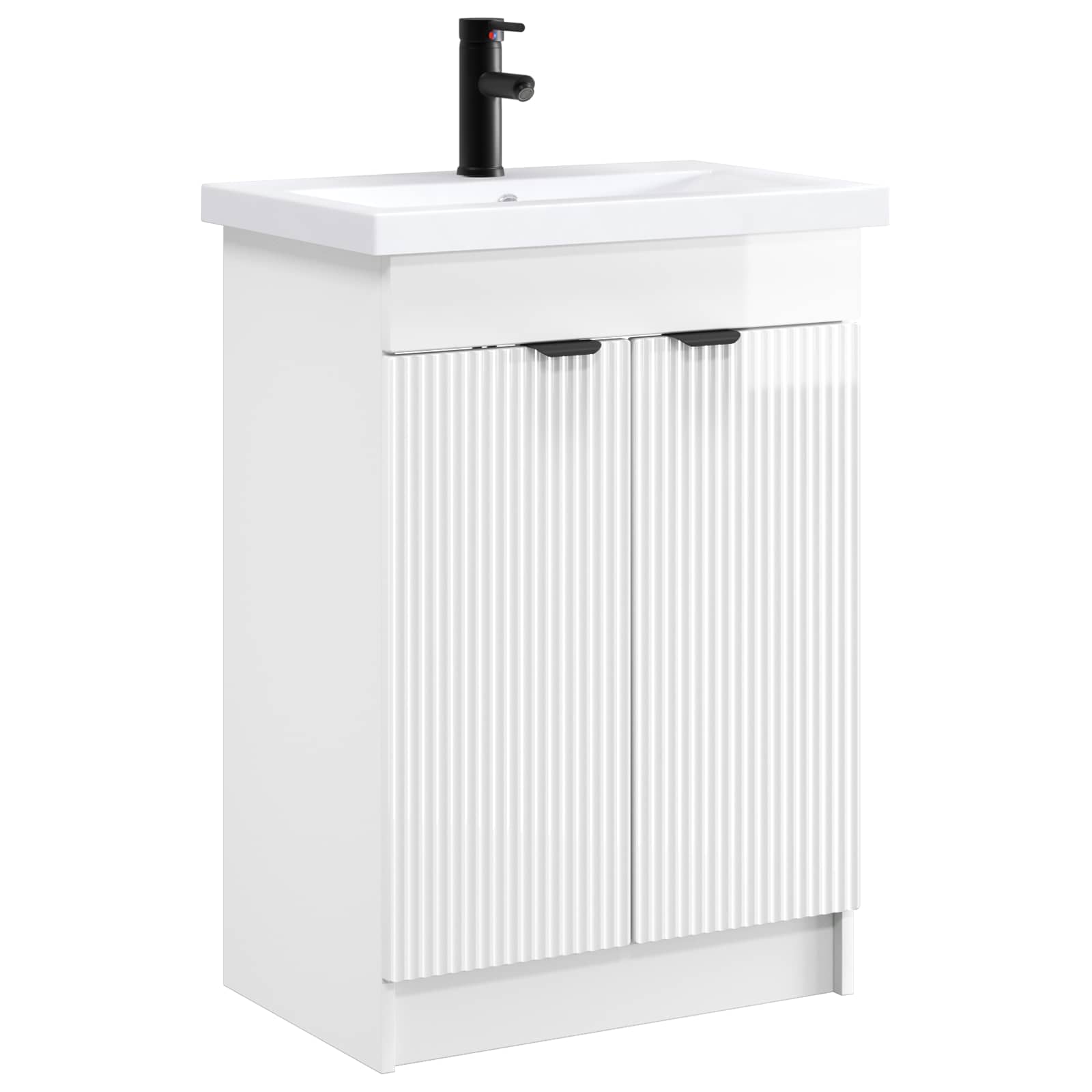 vidaXL Set de mobilier pentru baie Alb foarte lucios 56 x 37,5 x 81 cm