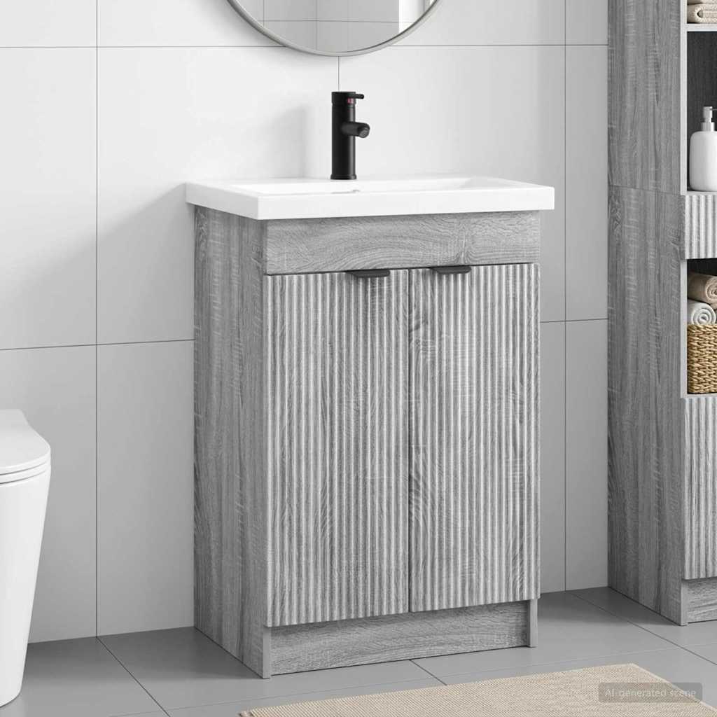 vidaXL Set de mobilier pentru baie Sonoma gri 56 x 37,5 x 81 cm