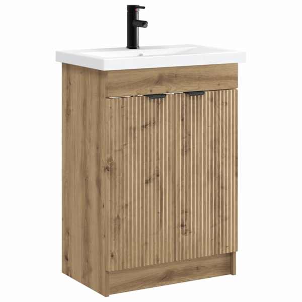 vidaXL Vannitoa m&ouml;&ouml;bleset Artisan tamm 56 x 37,5 x 81 cm Tehispuit