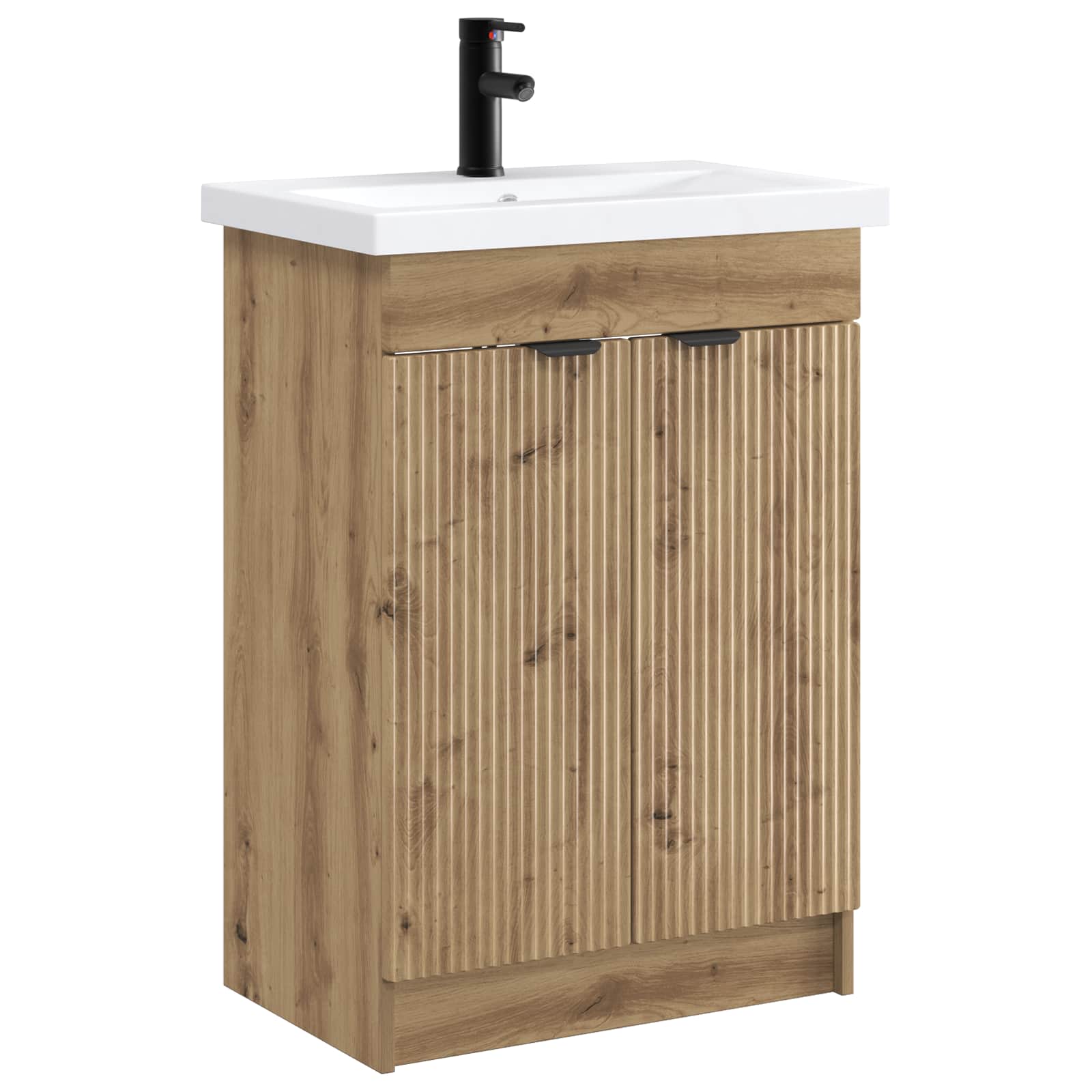 vidaXL Set de mobilier pentru baie Stejar Artizanal 56 x 37,5 x 81 cm