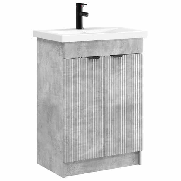 vidaXL Vannitoa m&ouml;&ouml;bleset Betoonhall 78,5 x 37,5 x 81 cm Tehispuit
