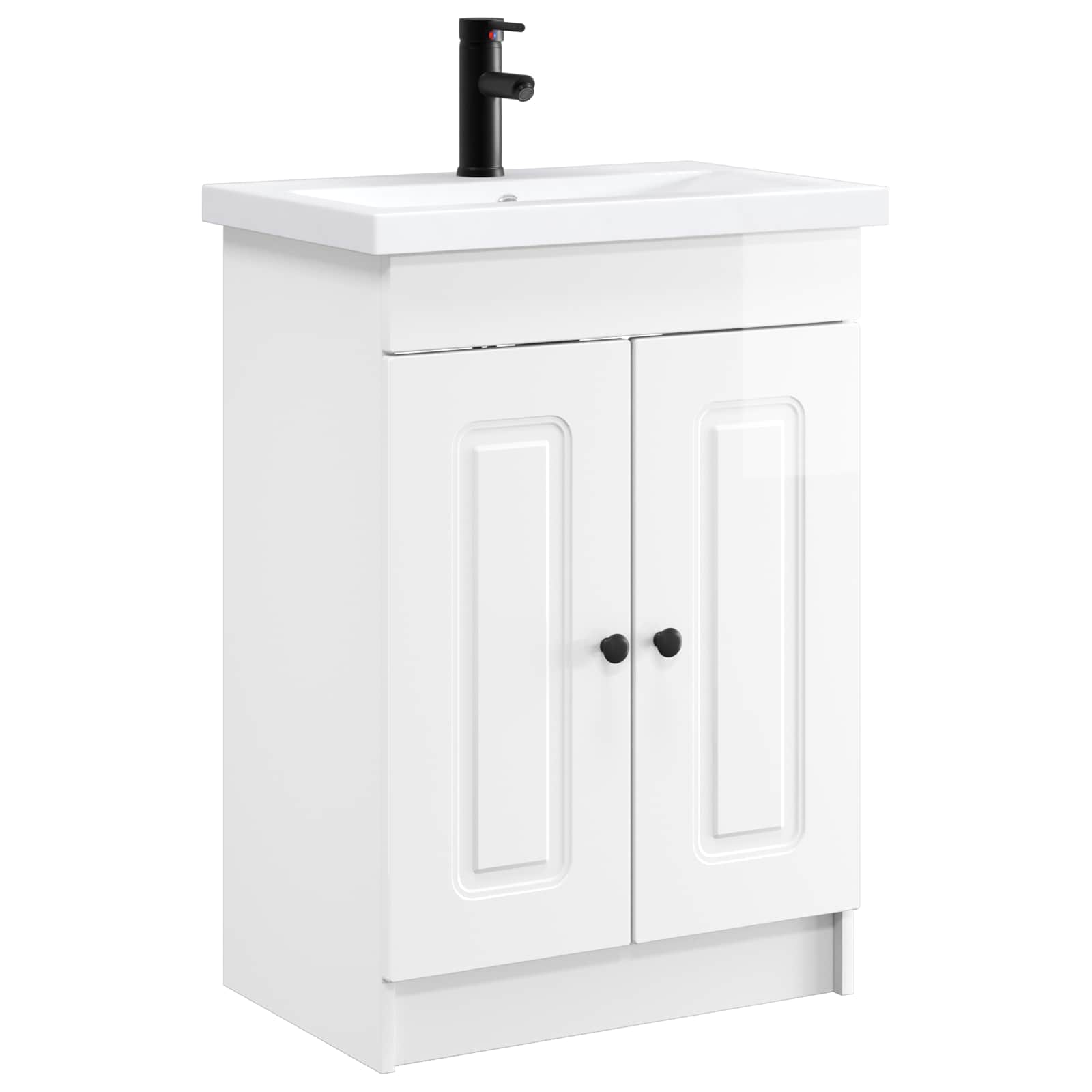 vidaXL Set de mobilier pentru baie Alb foarte lucios 56 x 37,5 x 81 cm