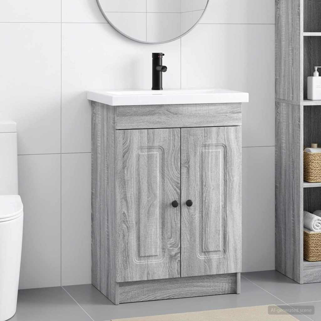vidaXL Set de mobilier pentru baie Sonoma gri 56 x 37,5 x 81 cm