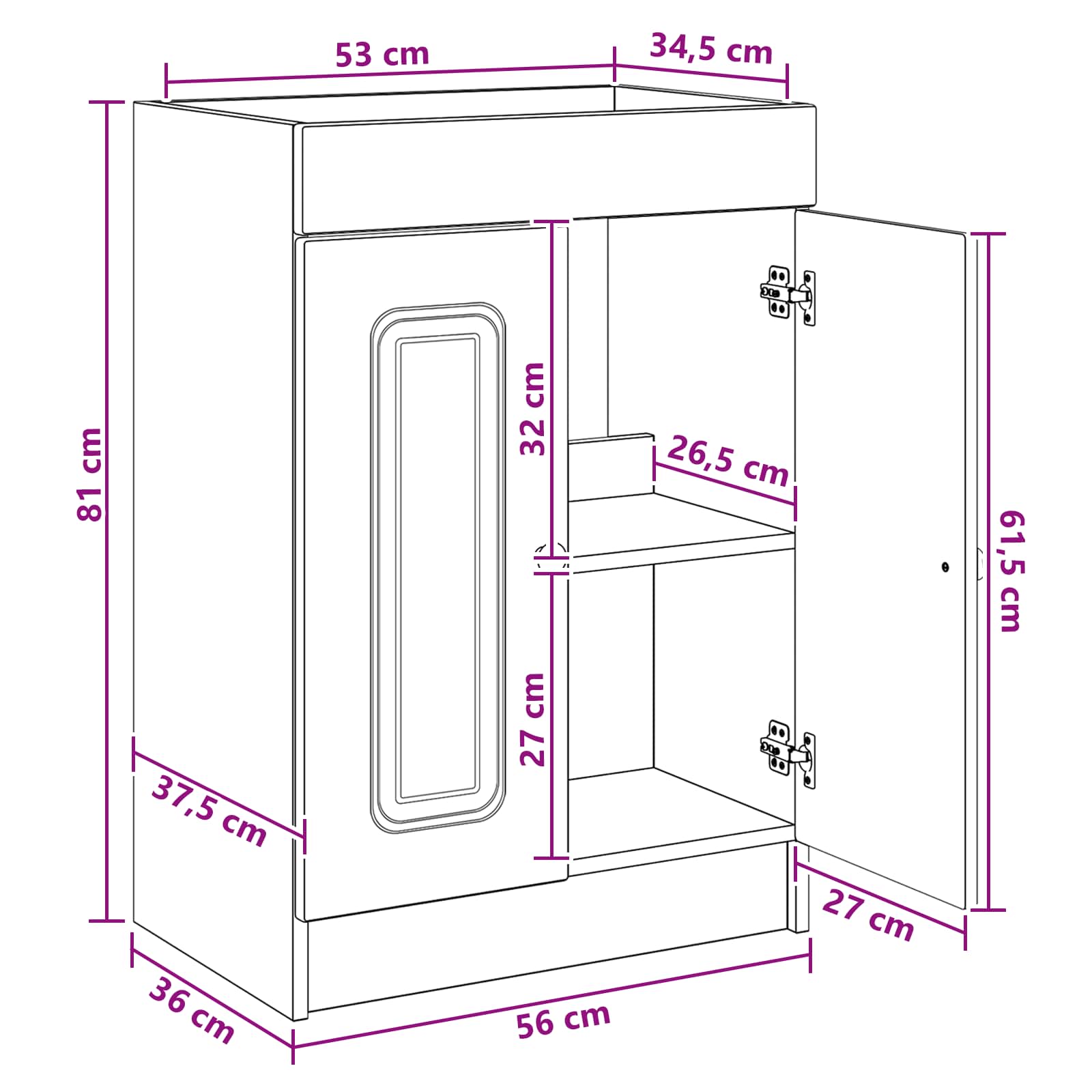 vidaXL Badezimmermöbel-Set Altholz 56 x 37,5 x 81 cm Holzwerkstoff – Bild 11