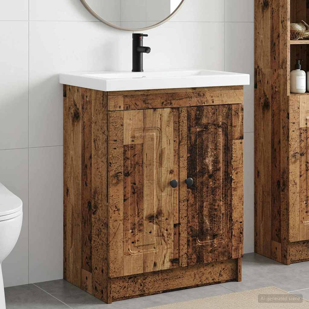  Σετ Επίπλων Μπάνιου Παλαιωμένο ξύλο 78,5 x 37,5 x 81 εκ V-3404182