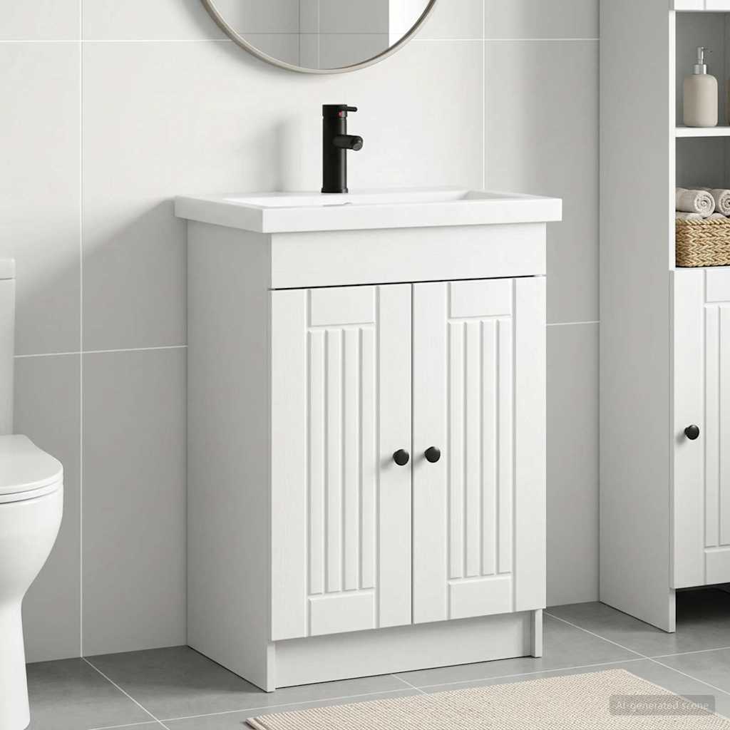 vidaXL Set de mobilier pentru baie Alb 56 x 37,5 x 81 cm