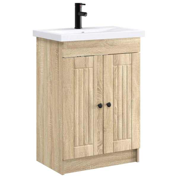 vidaXL Vannitoa m&ouml;&ouml;bleset Sonoma tamm 56 x 37,5 x 81 cm Tehispuit