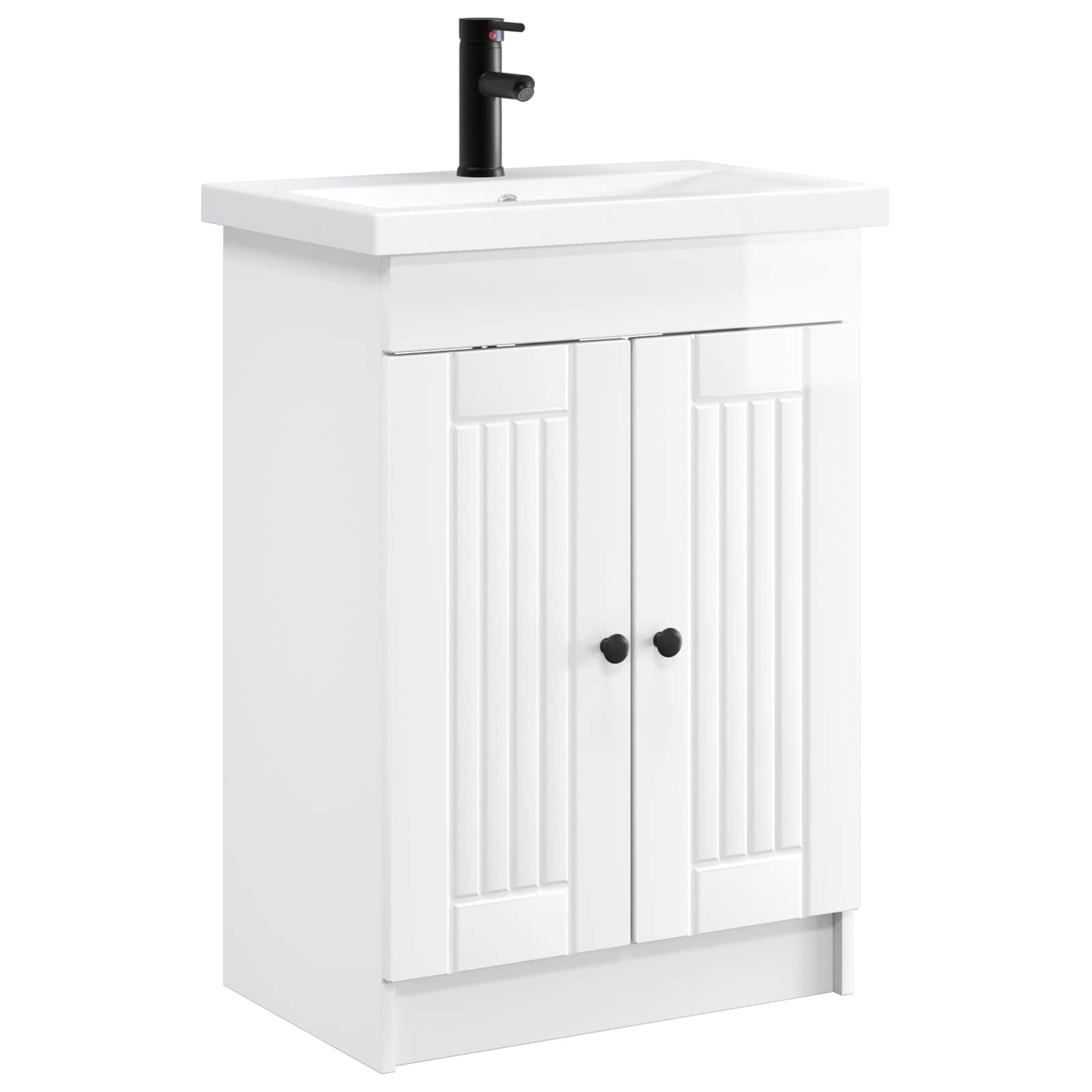 vidaXL Set de mobilier pentru baie Alb foarte lucios 56 x 37,5 x 81 cm