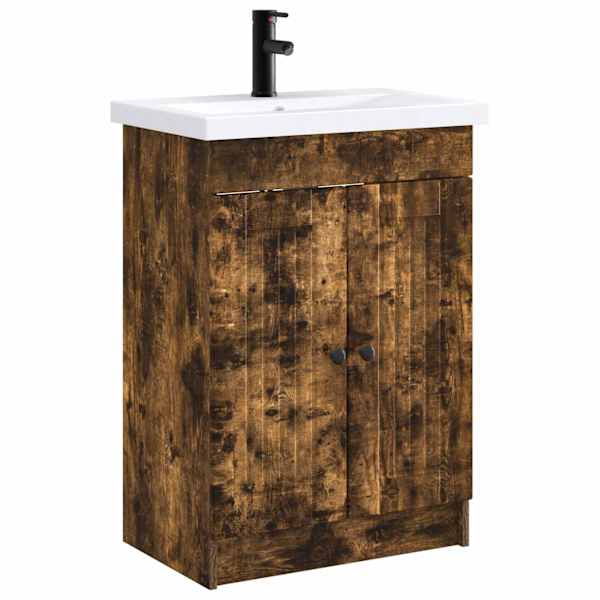vidaXL Vannitoa m&ouml;&ouml;bleset Suitsutatud tamm 56 x 37,5 x 81 cm Tehispuit
