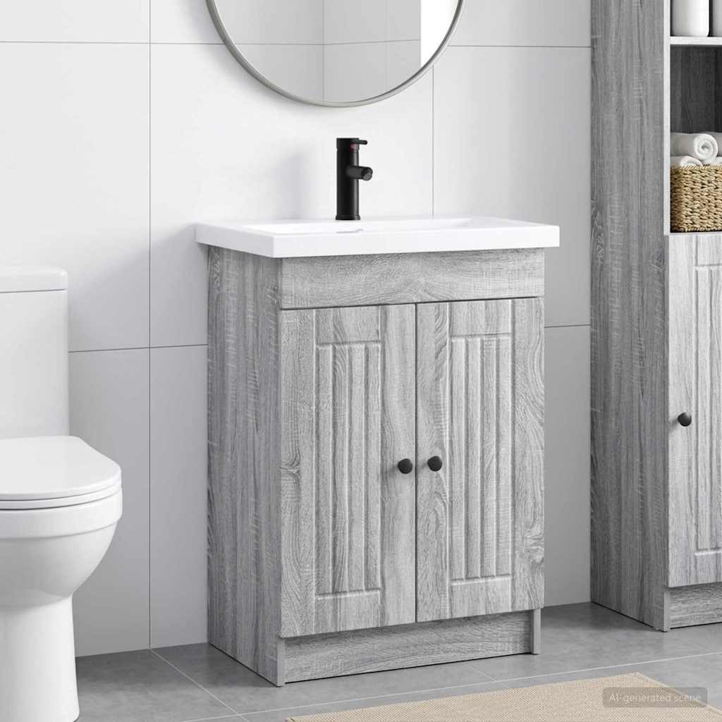 vidaXL Set de mobilier pentru baie Sonoma gri 56 x 37,5 x 81 cm