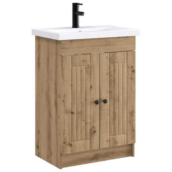 vidaXL Vannitoa m&ouml;&ouml;bleset Artisan tamm 56 x 37,5 x 81 cm Tehispuit