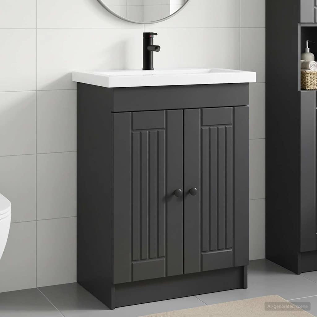 vidaXL Set de mobilier pentru baie Negru 78,5 x 37,5 x 81 cm