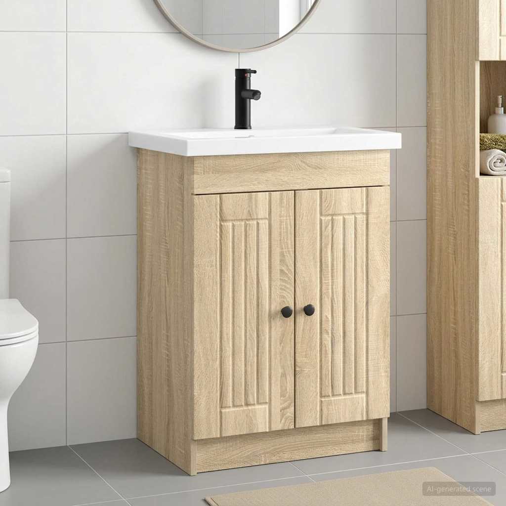 vidaXL Set de mobilier pentru baie Stejar Sonoma 78,5 x 37,5 x 81 cm