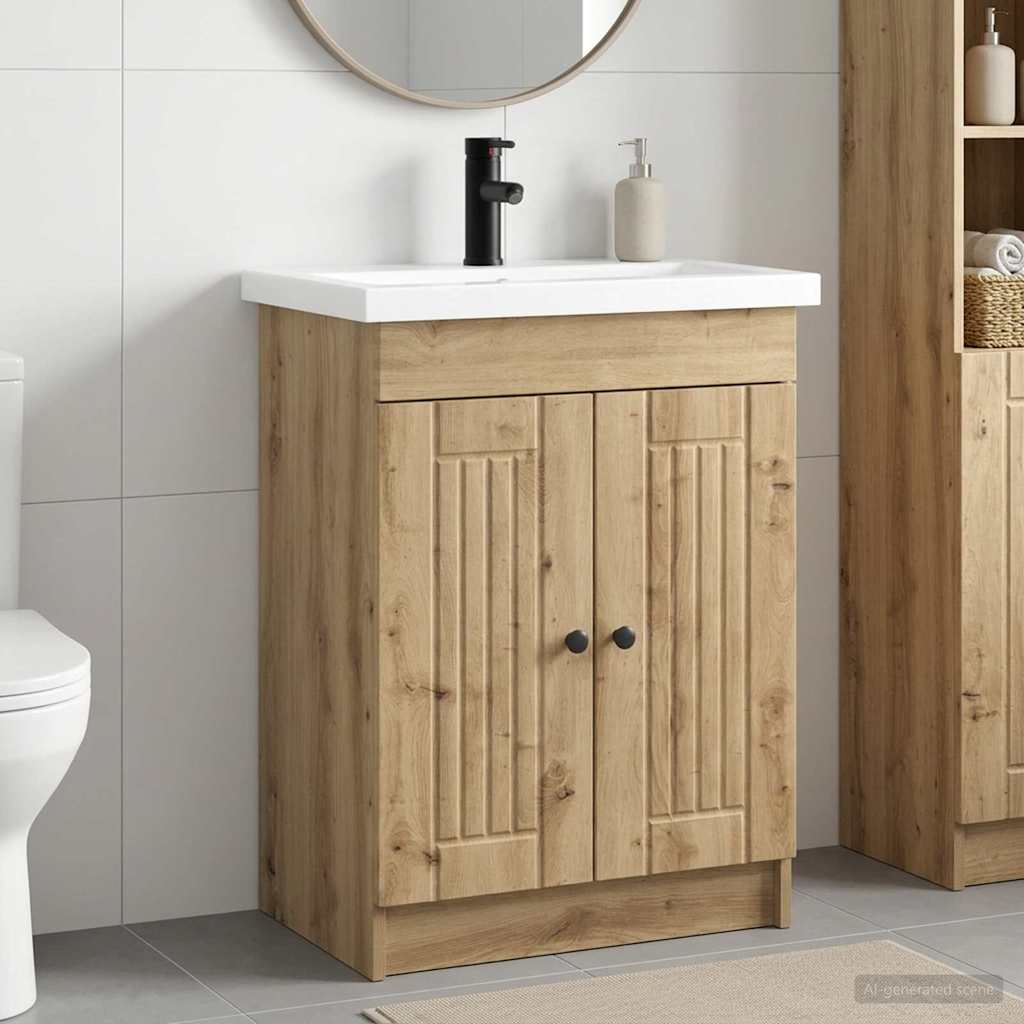 vidaXL Set de mobilier pentru baie Stejar Artizanal